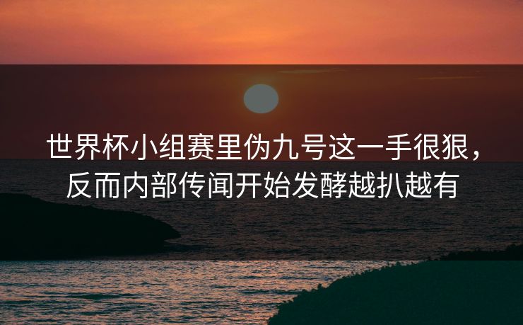 世界杯小组赛里伪九号这一手很狠，反而内部传闻开始发酵越扒越有
