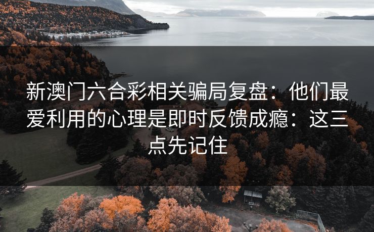 新澳门六合彩相关骗局复盘：他们最爱利用的心理是即时反馈成瘾：这三点先记住