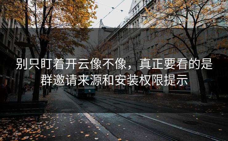 别只盯着开云像不像，真正要看的是群邀请来源和安装权限提示